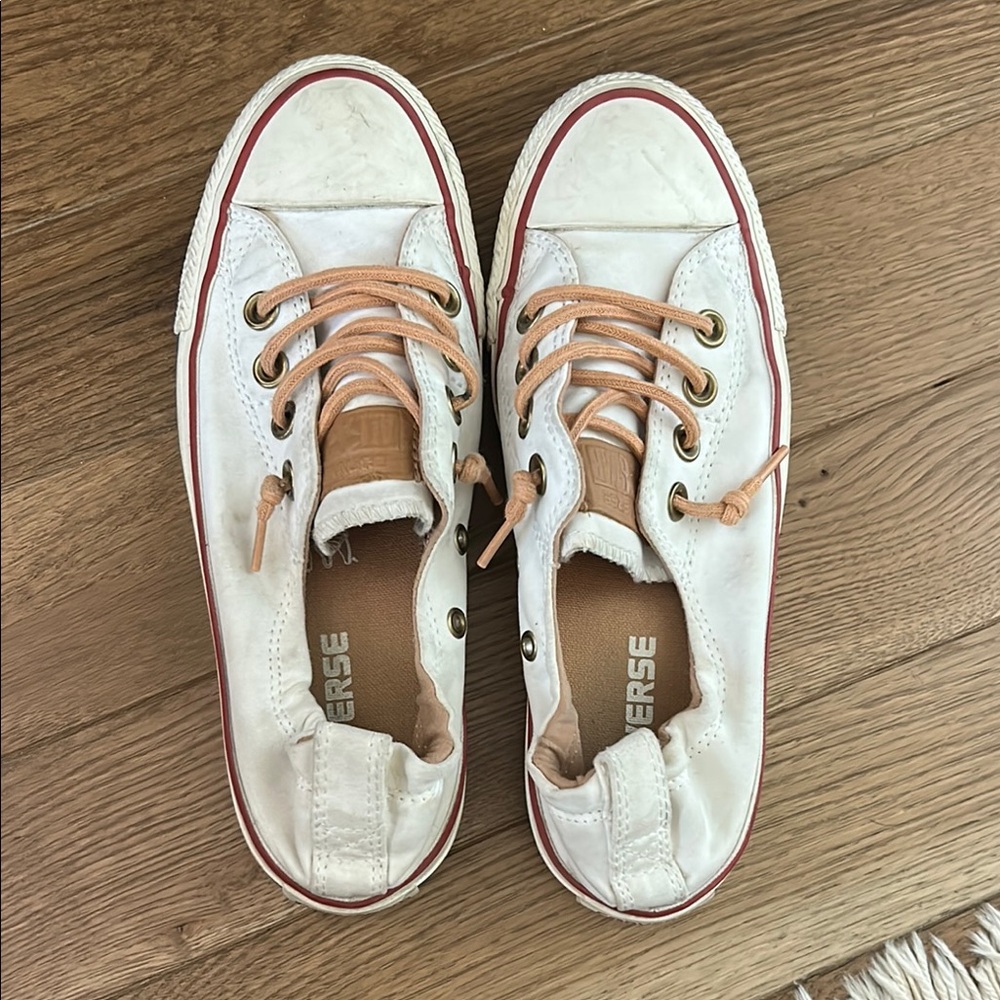 Converse White and Tan Canvas Sneakers Classic Design